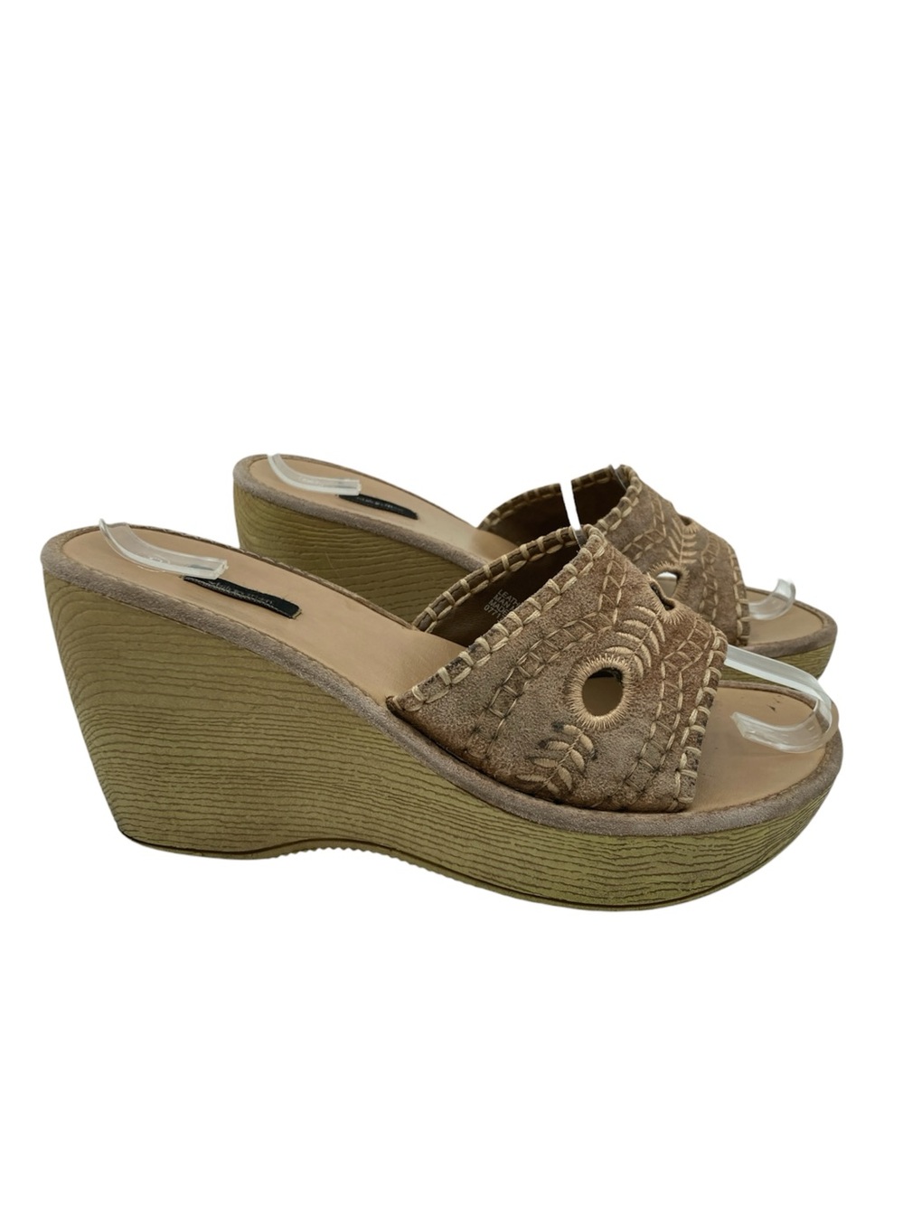 Y2K Xhilaration Suede Boho Embroidered Wedge Sandals